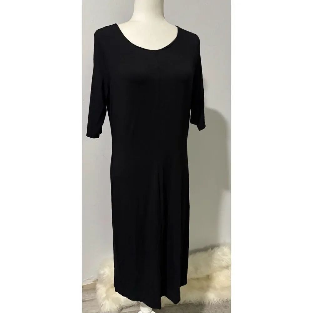 DianevonFurtenberg causalβblack knit dress 3/4 sleeveβL